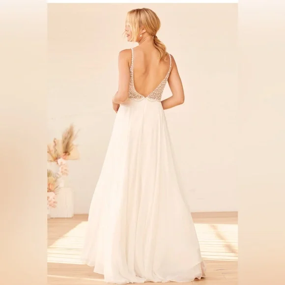 Lulus True Love White Beaded Rhinestone Maxi Dress - Picture 5 of 6
